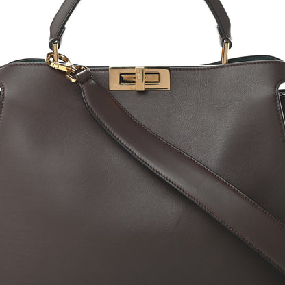 Fendi Vitello Large Peekaboo Iconic Essentially Satchel Brown Light Blue 10 of 16