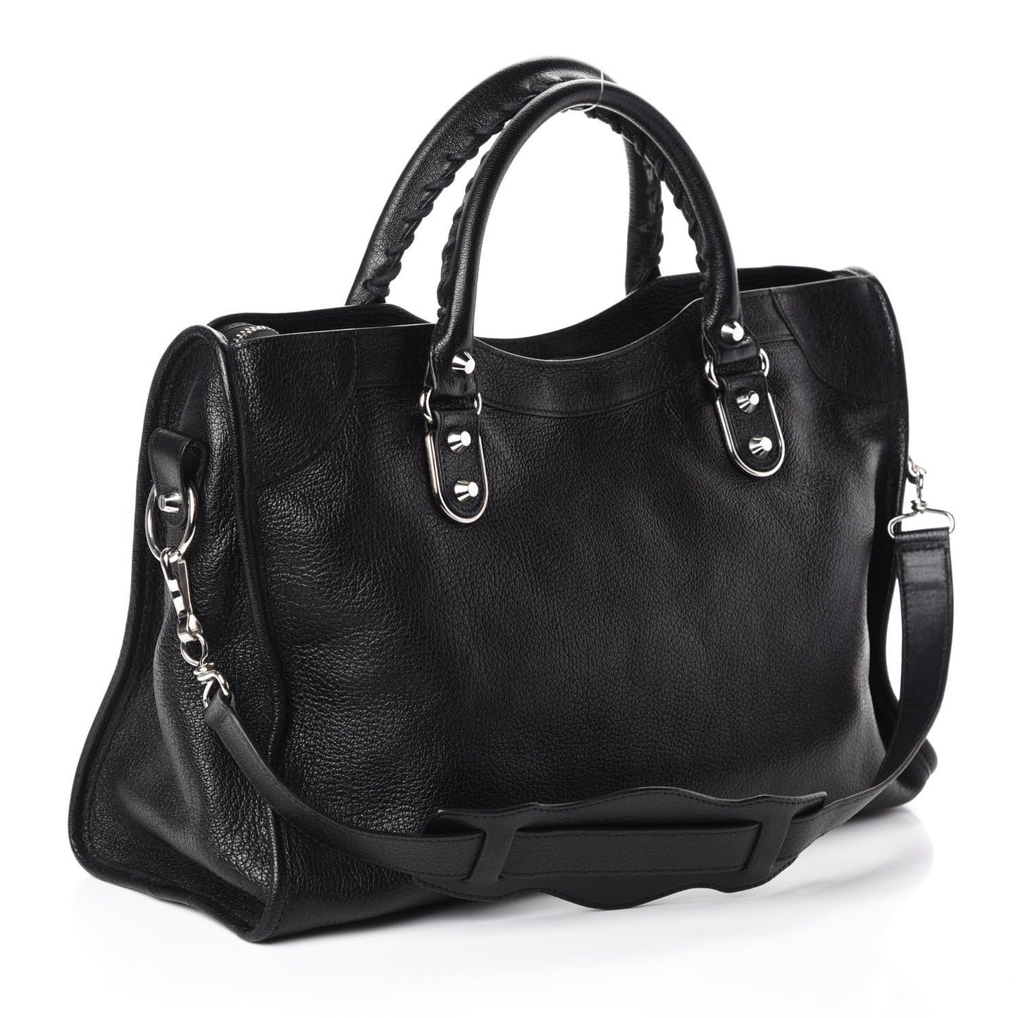 Chevre Silver Metallic Edge Hardware City Black