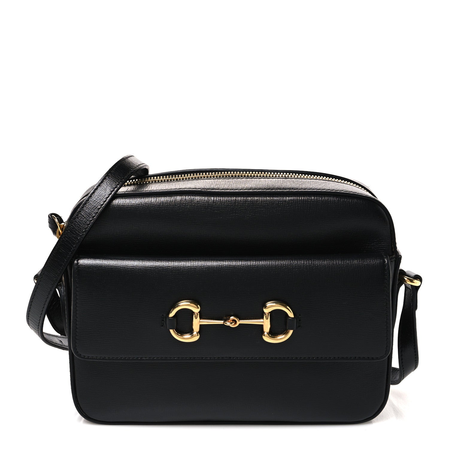 Gucci Textured Calfskin Small Horsebit 1955 Shoulder Bag Black Black 1 of 11