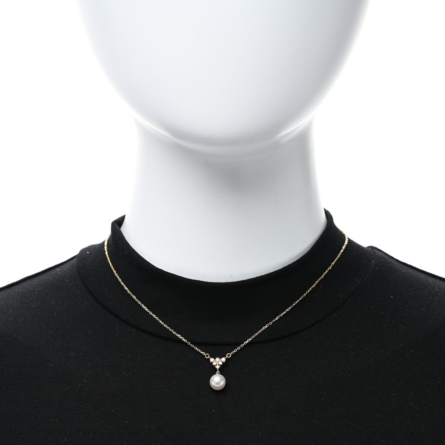 Mikimoto 18K Yellow Gold Diamond Akoya Pearl 7.5mm Pendant Necklace 2 of 5
