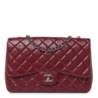 Chanel Caviar Quilted Jumbo Single Flap Dark Red 1 of 15
