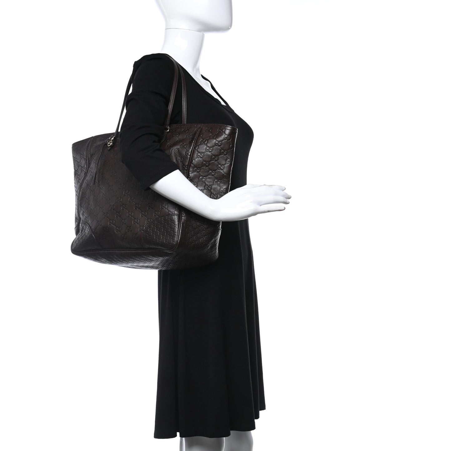 Guccissima Medium Bree Zippered Tote Chocolate
