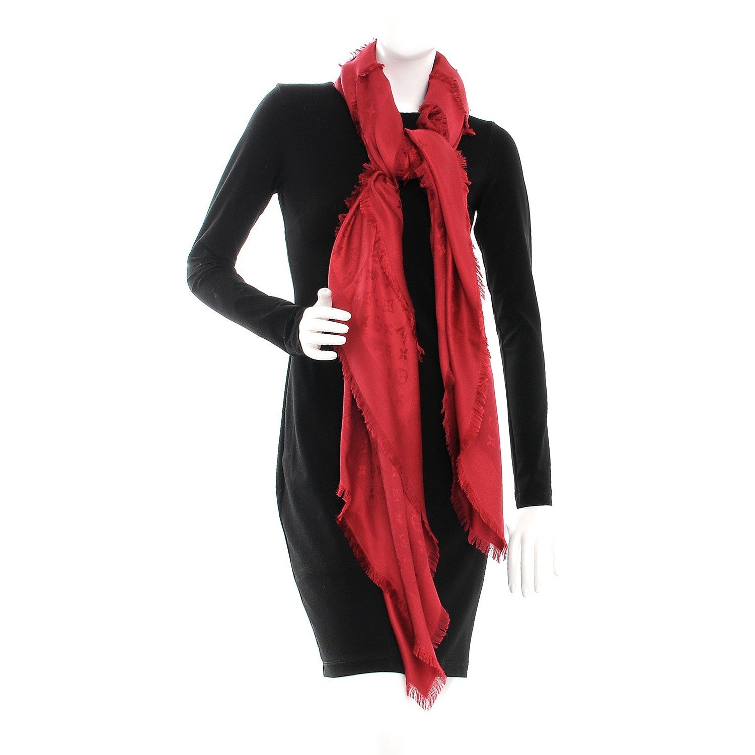 Louis Vuitton Silk Wool Monogram Shawl Pomme D'Amour 2 of 4