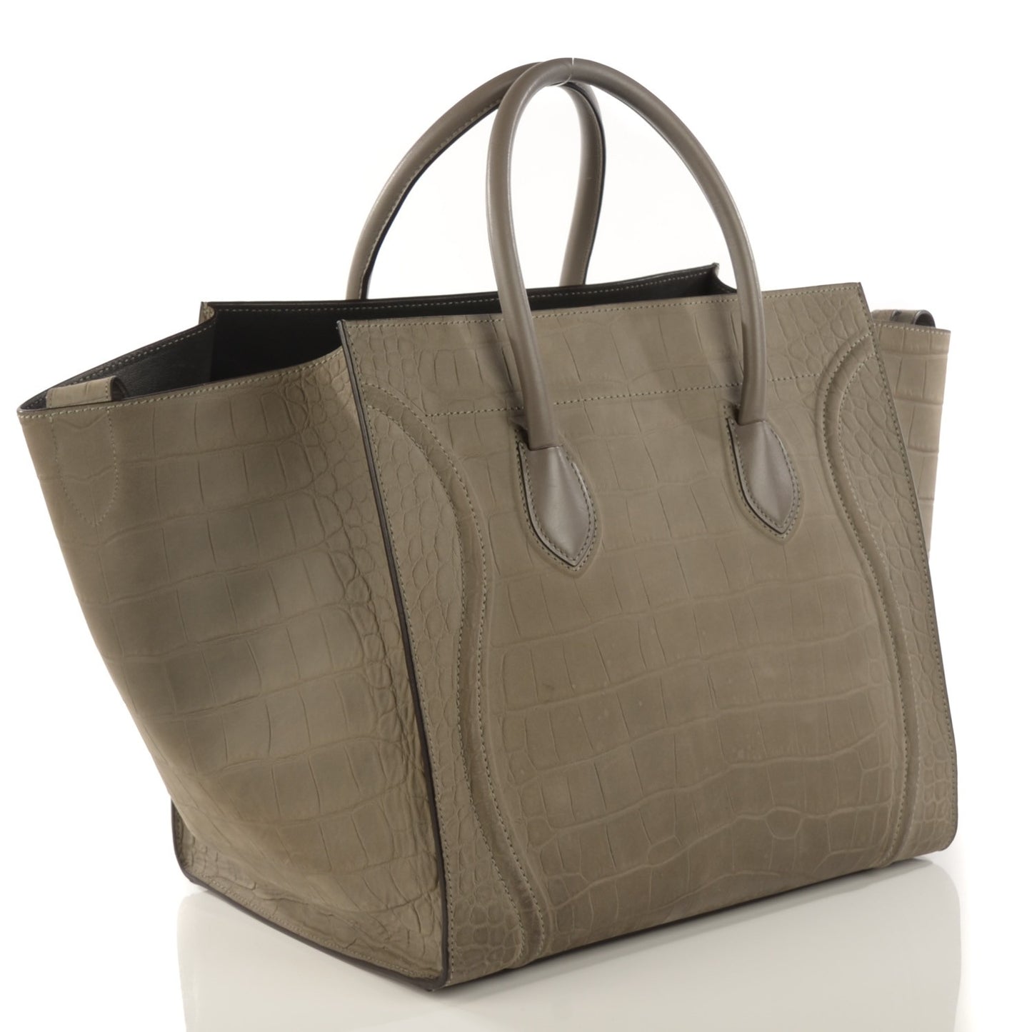 Crocodile Embossed Nubuck Large Phantom Luggage Grey