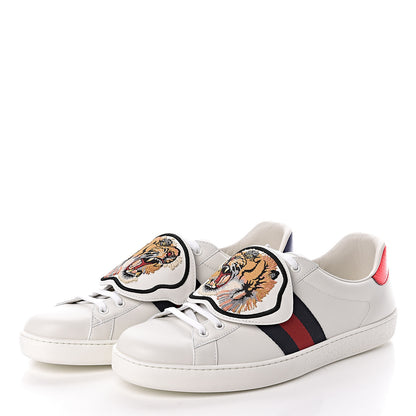 Gucci Calfskin Ayers Web Tiger Embroidered Mens Ace Sneakers 12 White 3 of 8