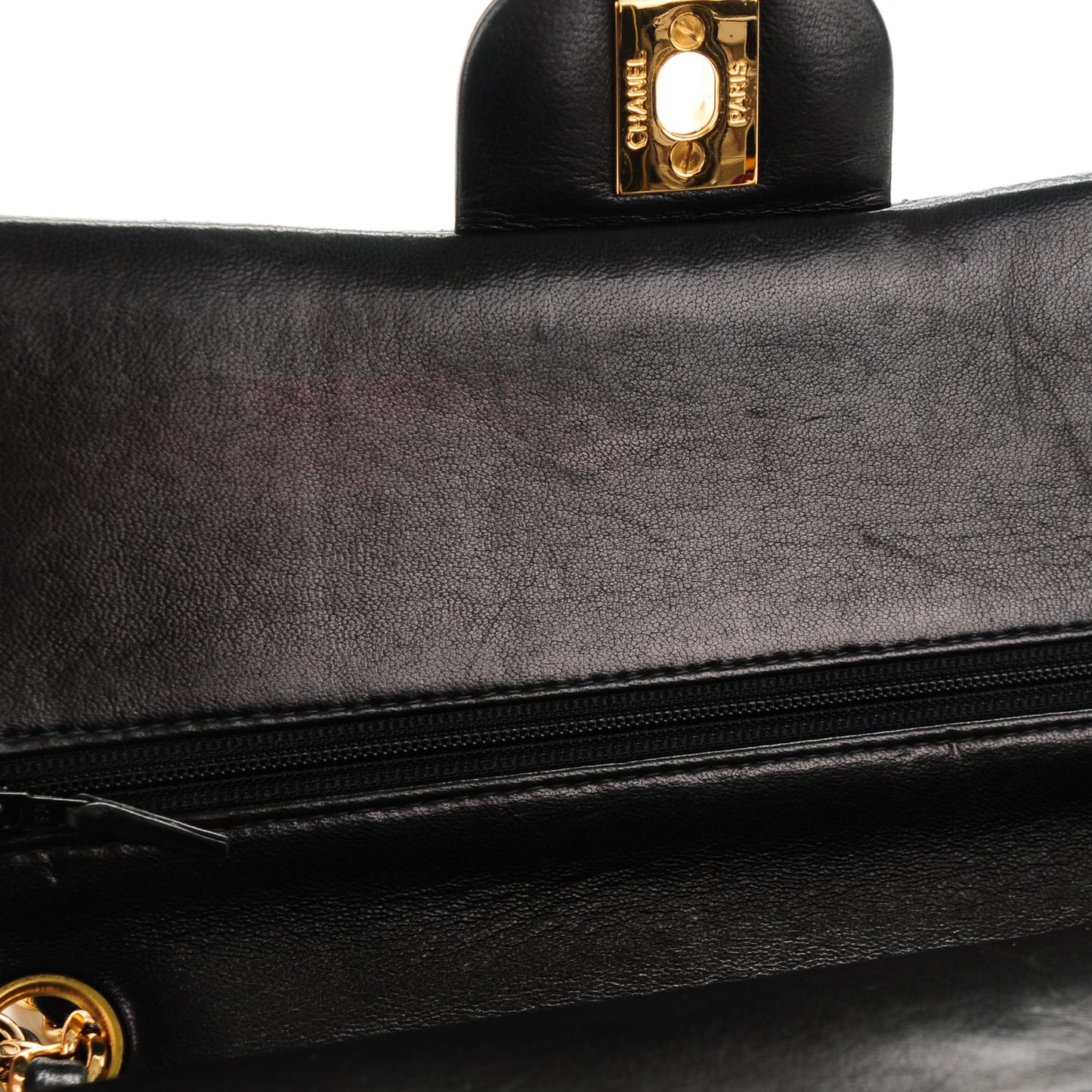 Lambskin Quilted Medium Double Flap Black