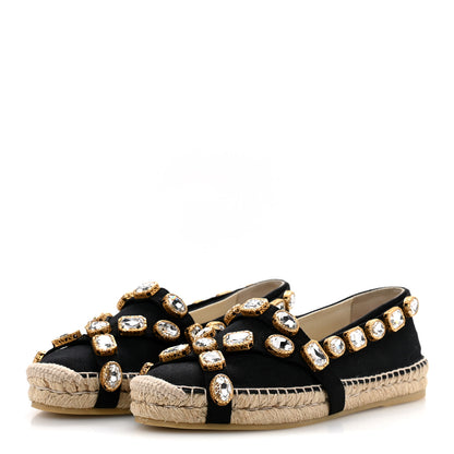 Gucci Canvas Crystal Embellished Espadrilles 39 Black 4 of 11