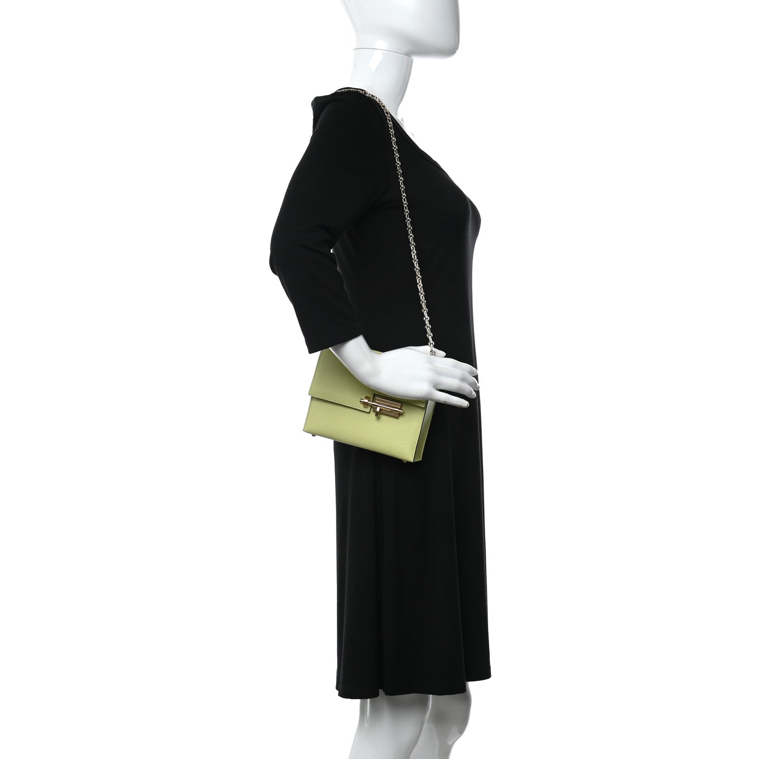 Hermes Chevre Mysore Mini Verrou Chaine Bag Jaune Bourgeon 2 of 12