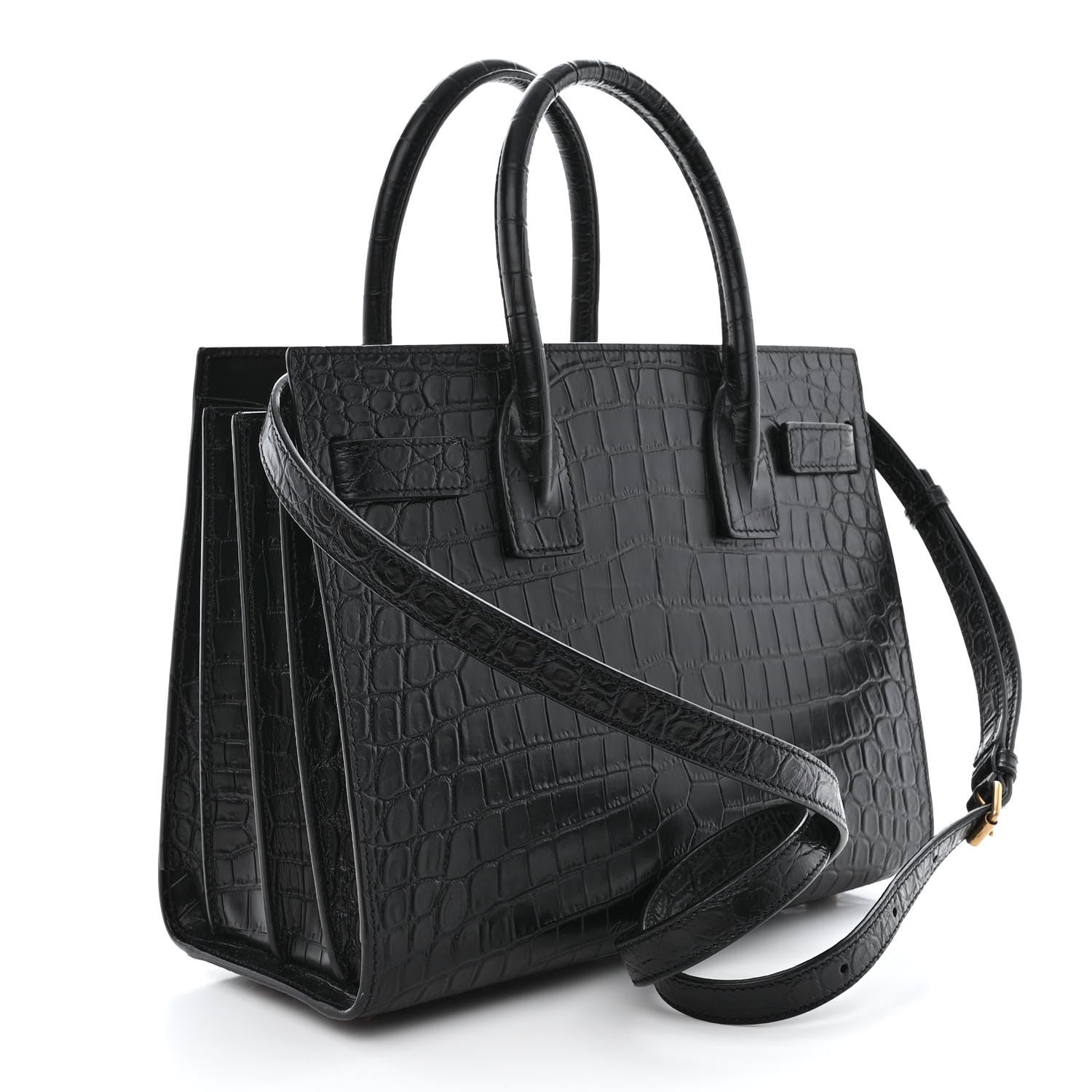 Saint Laurent Calfskin Crocodile Embossed Baby Sac De Jour Black 3 of 10