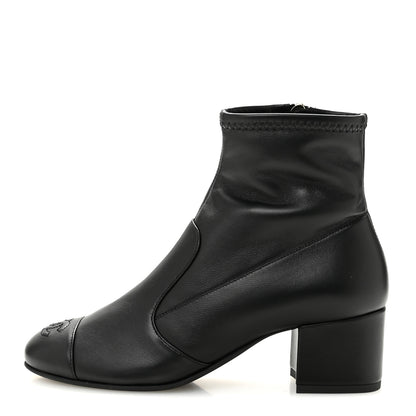 Chanel Stretch Lambskin Cap Toe CC Uniform Short Boots 36 Black 1 of 10