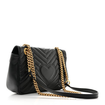 Gucci Calfskin Matelasse Small GG Marmont Shoulder Bag Black 3 of 10