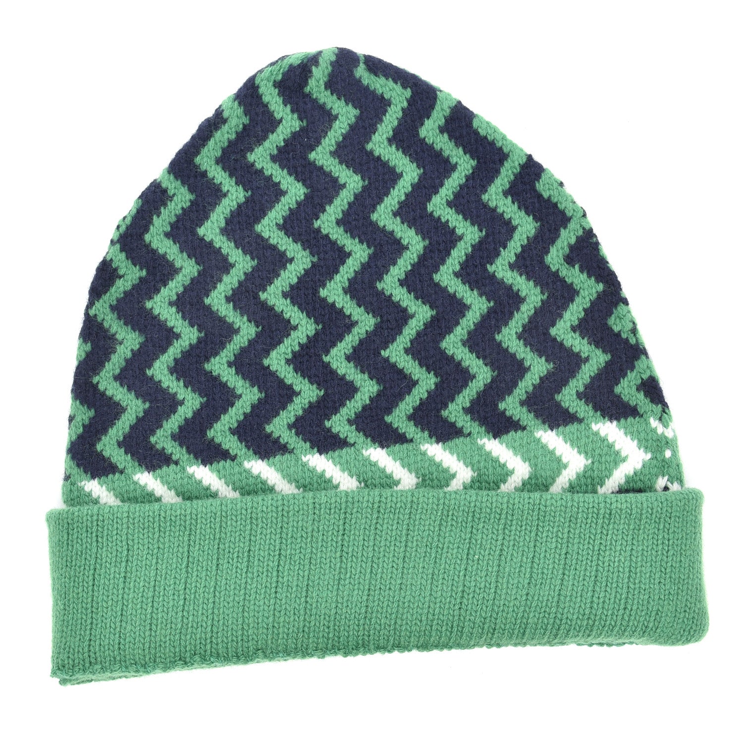 Gucci Wool Tricot Zaggede Beanie Hat M Grass Green Blue 3 of 4
