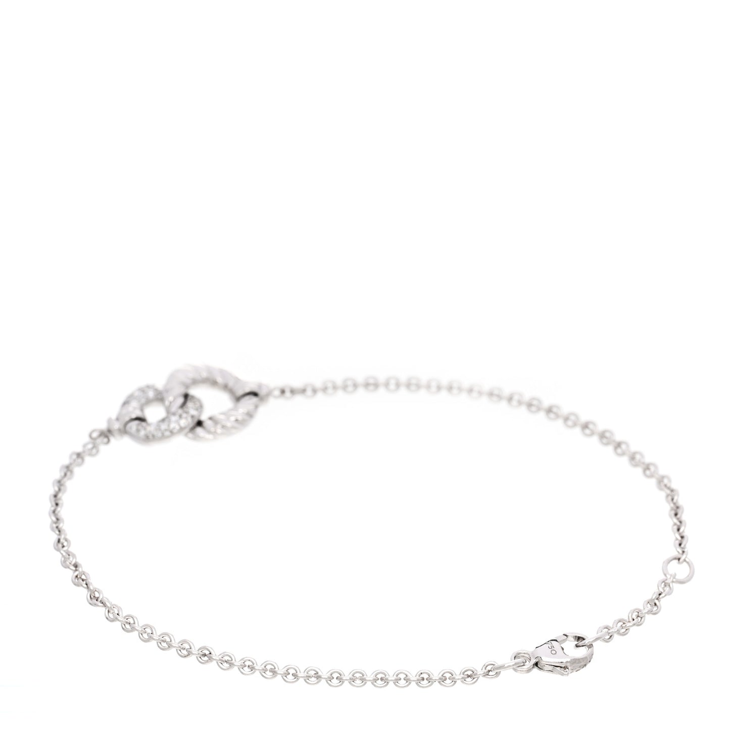 18K White Gold Diamond Belmont Single Station Bracelet