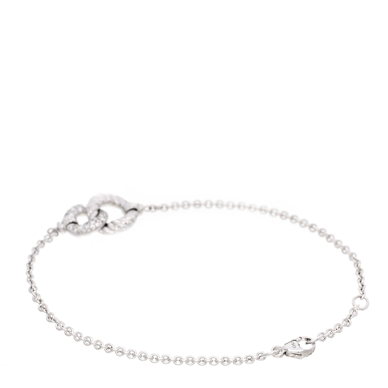 David Yurman 18K White Gold Diamond Belmont Single Station Bracelet 2 of 3
