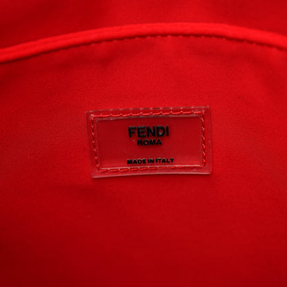 Fendi Fabric Jacquard Cuoio Romano Vitello Pequin Bi-Color FF 1974 Embossed Backpack Tobacco Moro Rosso Malboro Maya Black 6 of 9