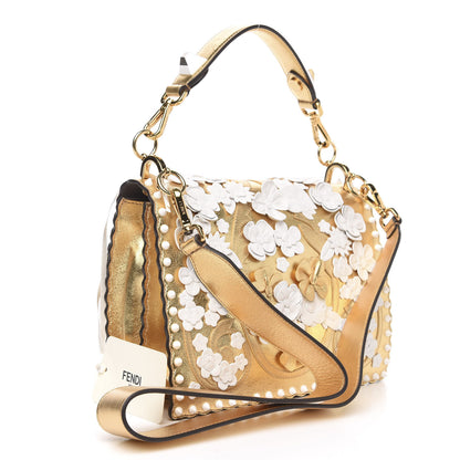Fendi Metallic Calfskin Wonder Monster Kan I Shoulder Bag Gold 2 of 8