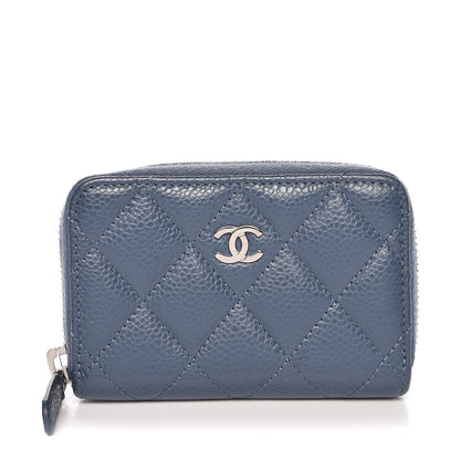 Chanel Caviar Quilted Zip Coin Purse Blue 1 of 8
