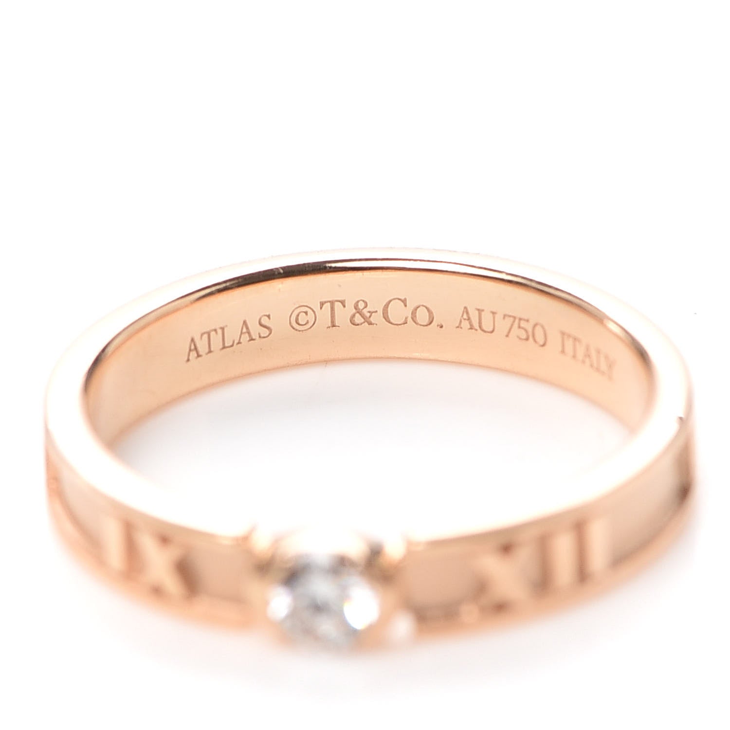 Tiffany 18K Rose Gold Diamond Narrow Atlas Closed Ring 46 3.75 4 of 5