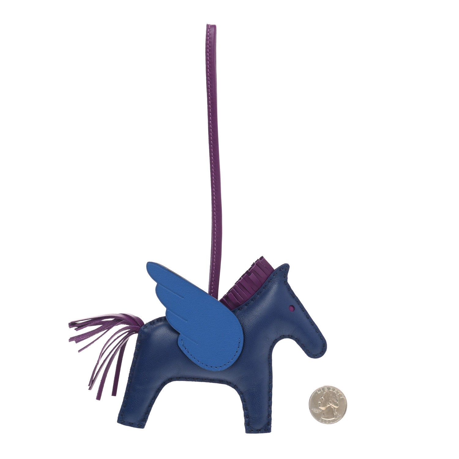 Hermes Milo Lambskin Grigri Rodeo Pegase Horse Bag Charm MM Bleu Saphir Violet Bleu France 2 of 4