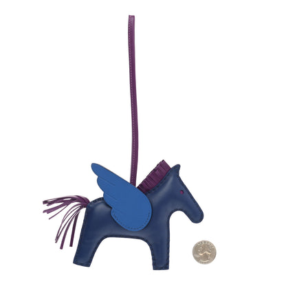Hermes Milo Lambskin Grigri Rodeo Pegase Horse Bag Charm MM Bleu Saphir Violet Bleu France 2 of 4