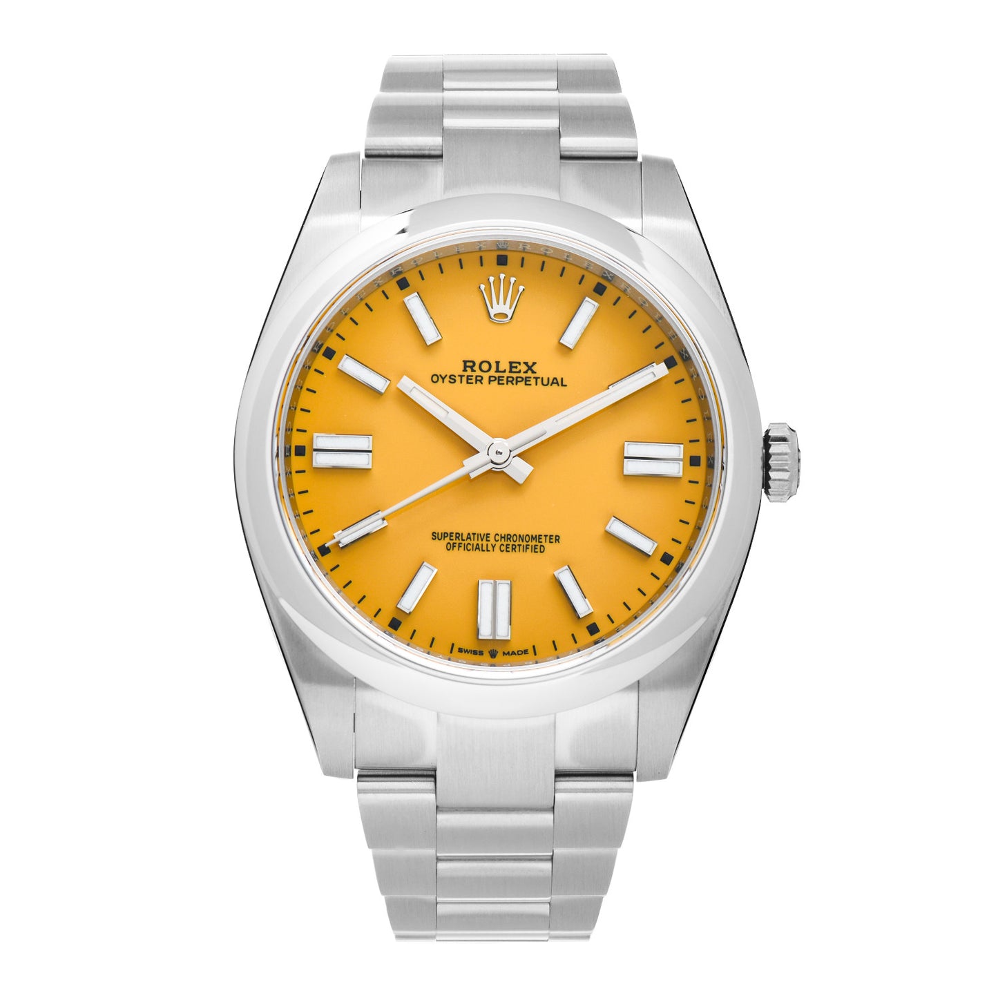Stainless Steel 41mm Oyster Perpetual Watch Yellow 124300