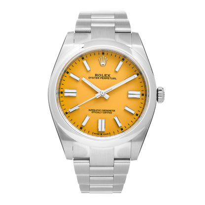 Rolex Stainless Steel 41mm Oyster Perpetual Watch Yellow 124300 1 of 5