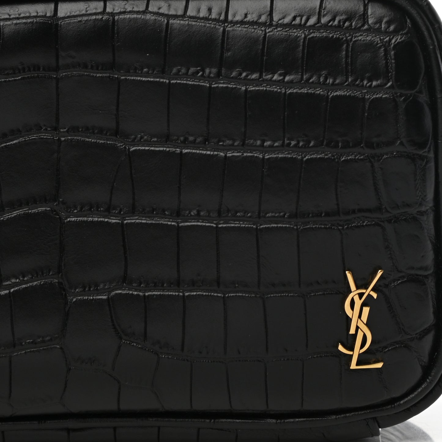 Calfskin Crocodile Embossed Cosmetic Case Black