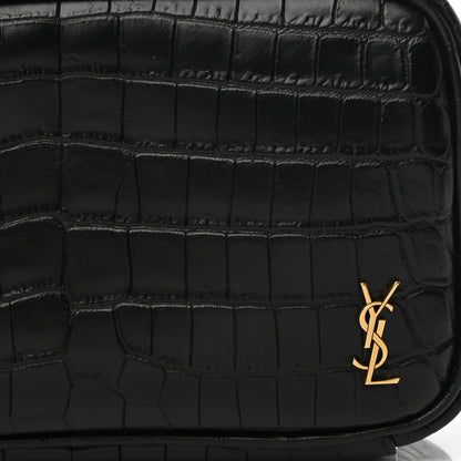 Saint Laurent Calfskin Crocodile Embossed Cosmetic Case Black 8 of 9