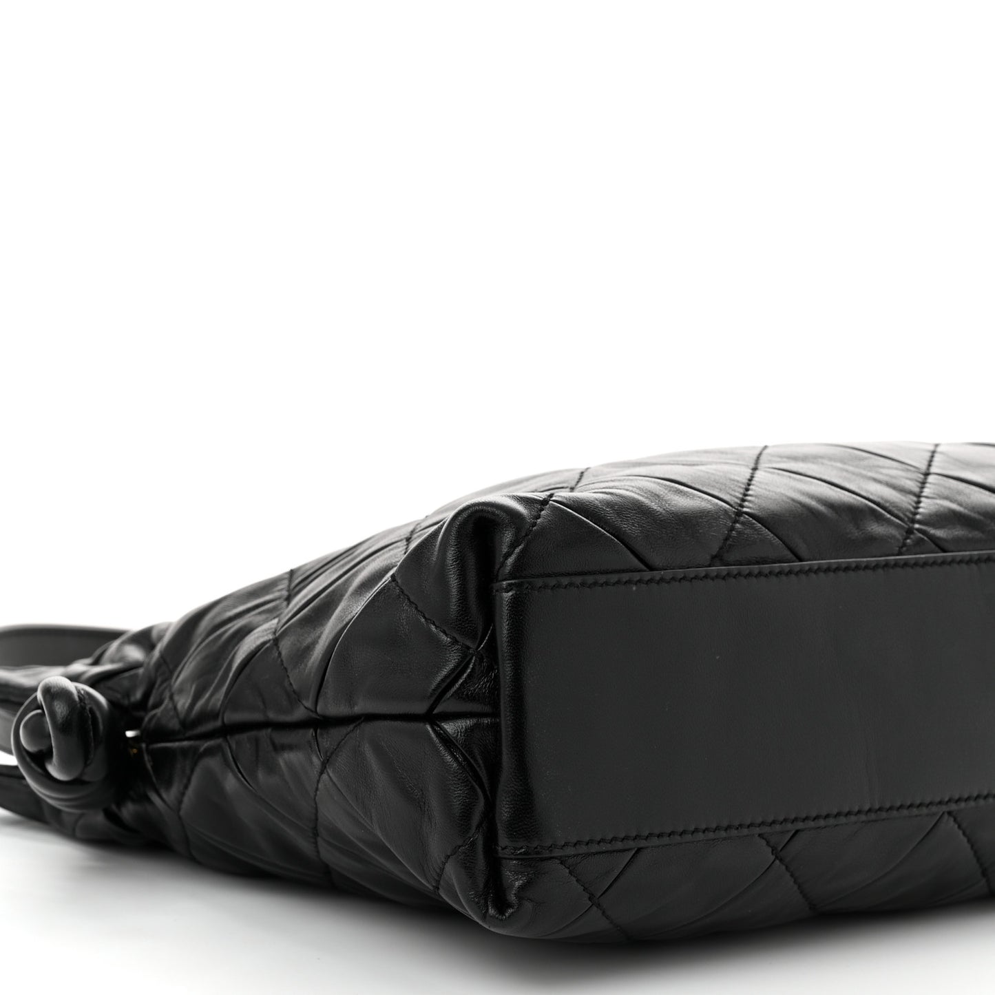 Nappa Pleated Small Flamenco Knot Bag Black