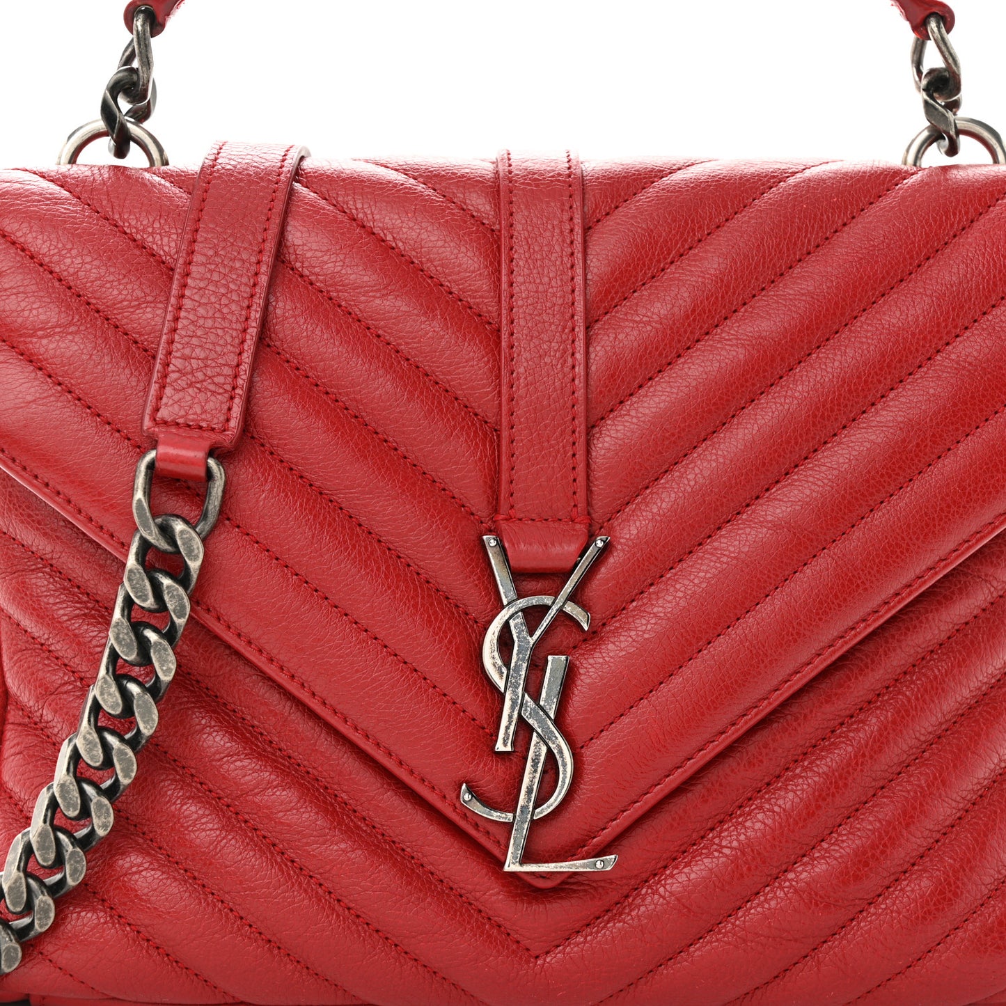 Sheepskin Matelasse Chevron Monogram Medium College Bag Rouge