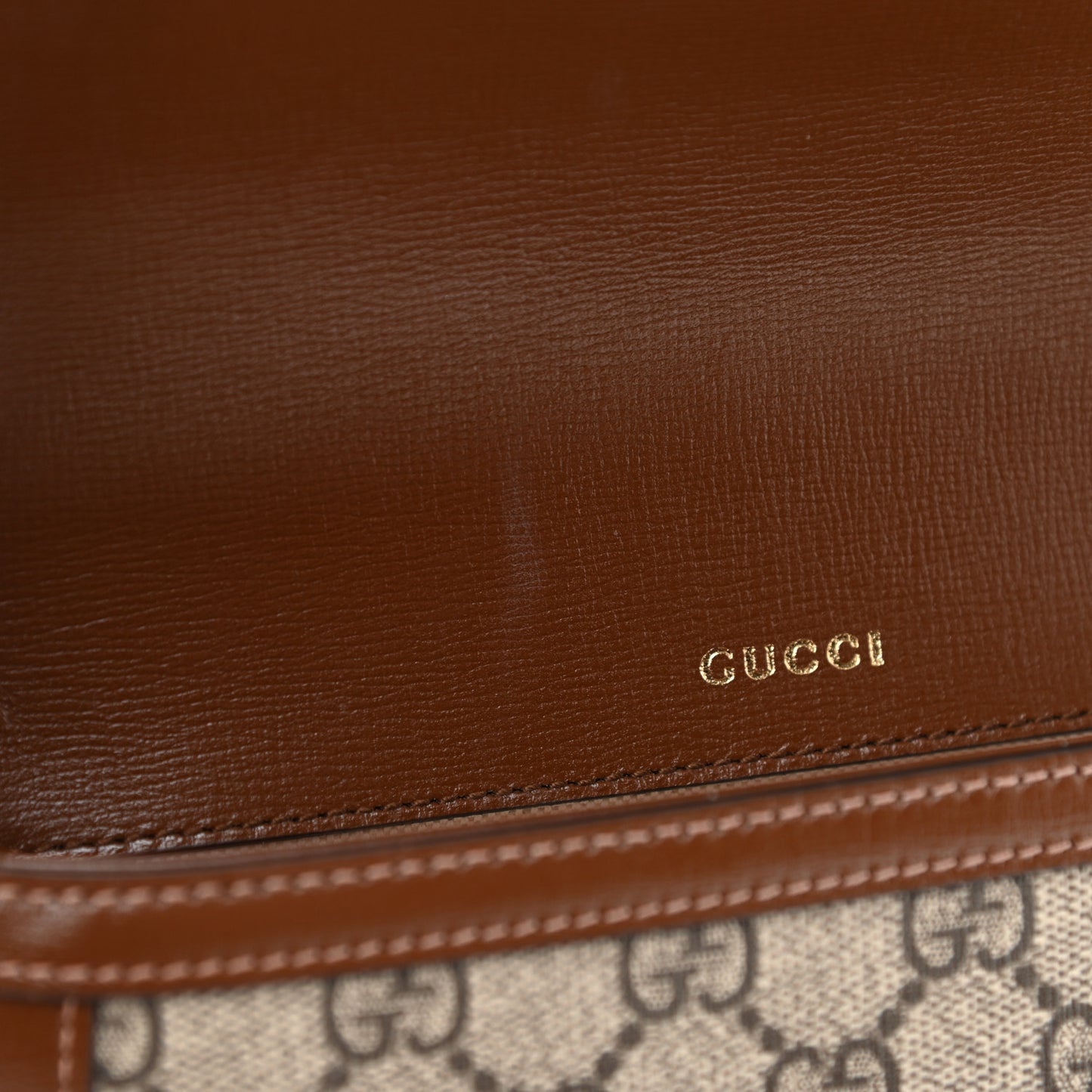 GG Supreme Monogram Web Mini Horsebit 1955 Shoulder Bag Beige Brown Sugar