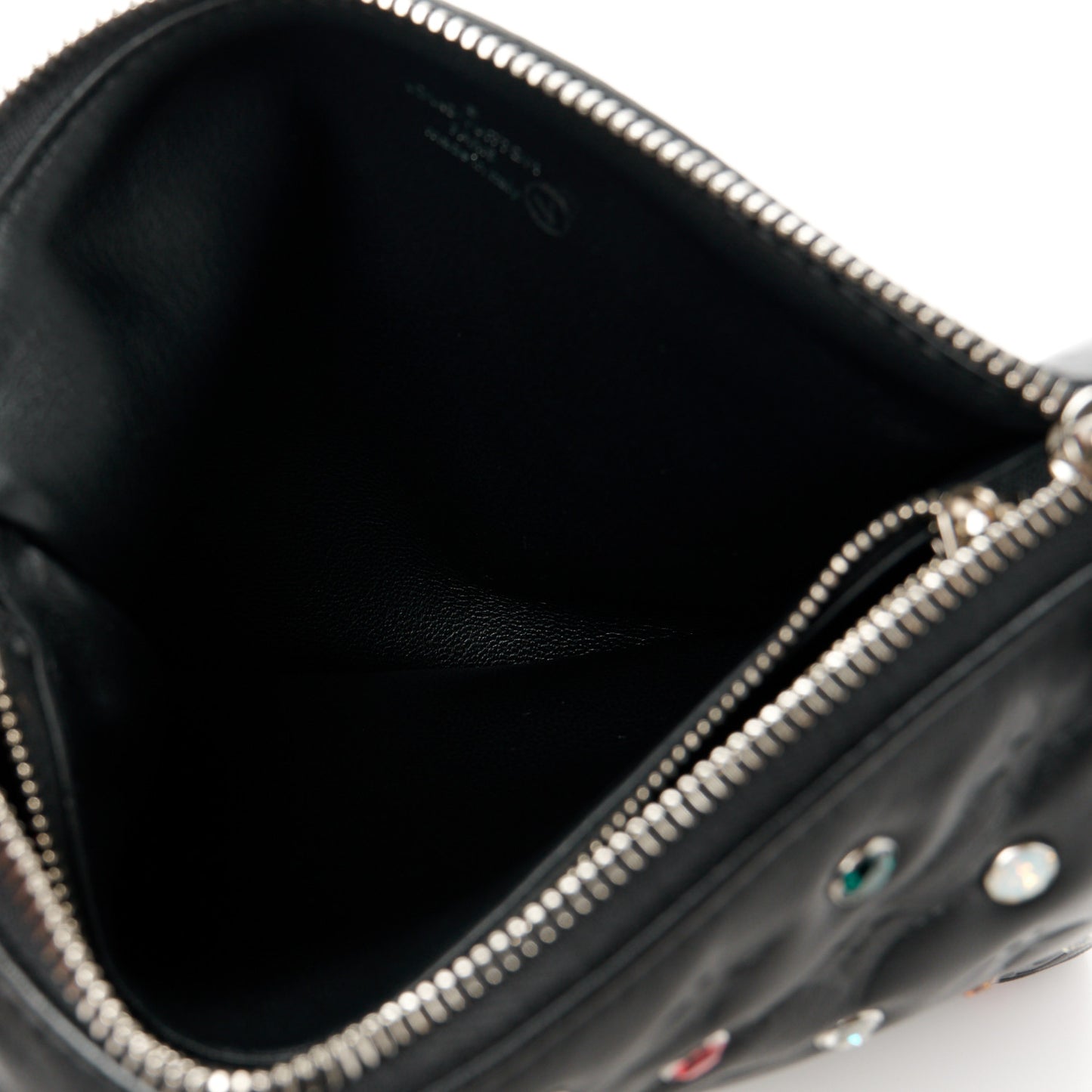 Lambskin Monogram Crystal Embossed Embellished Coussin BB Black