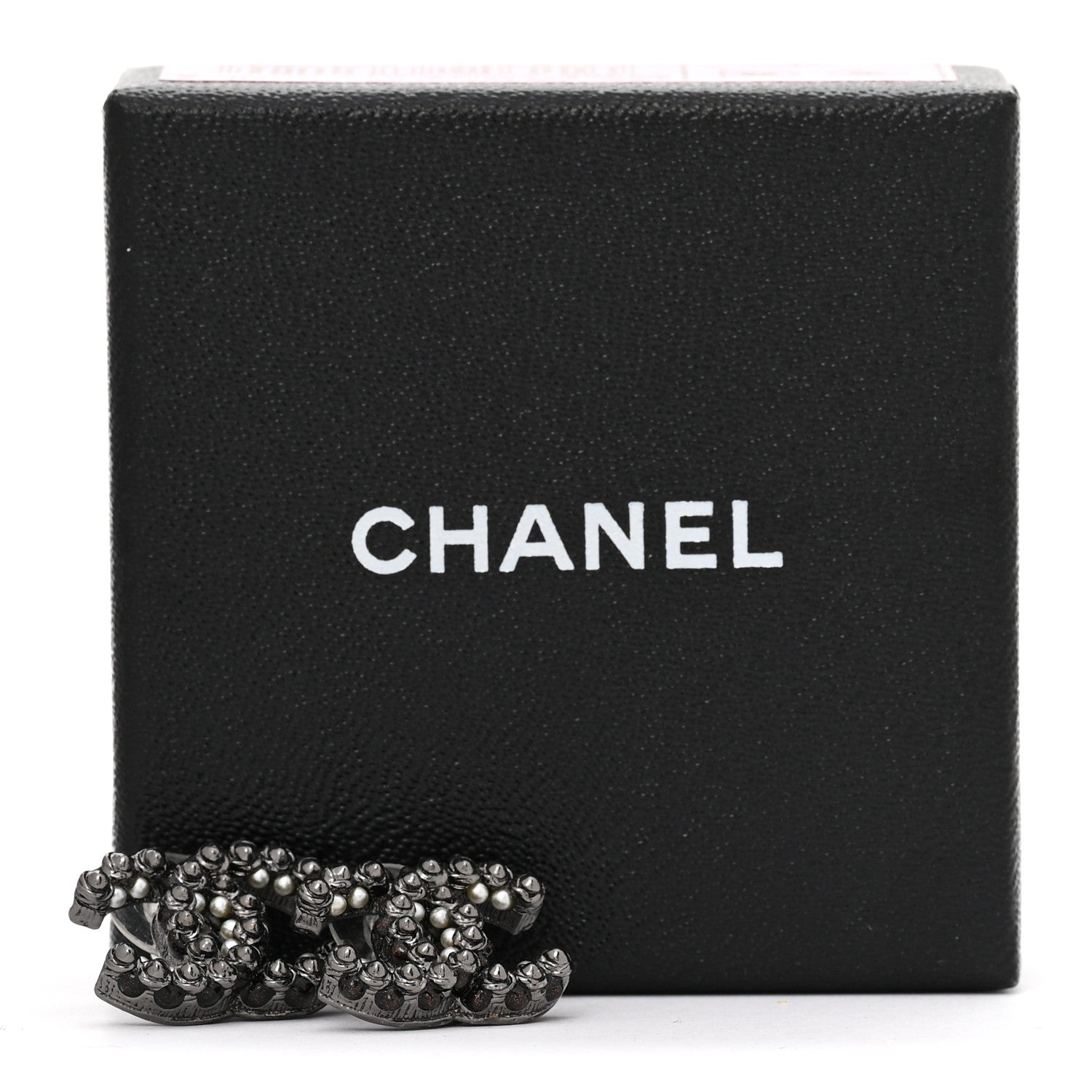 Chanel Pearl Bead CC Earrings Black 5 of 5