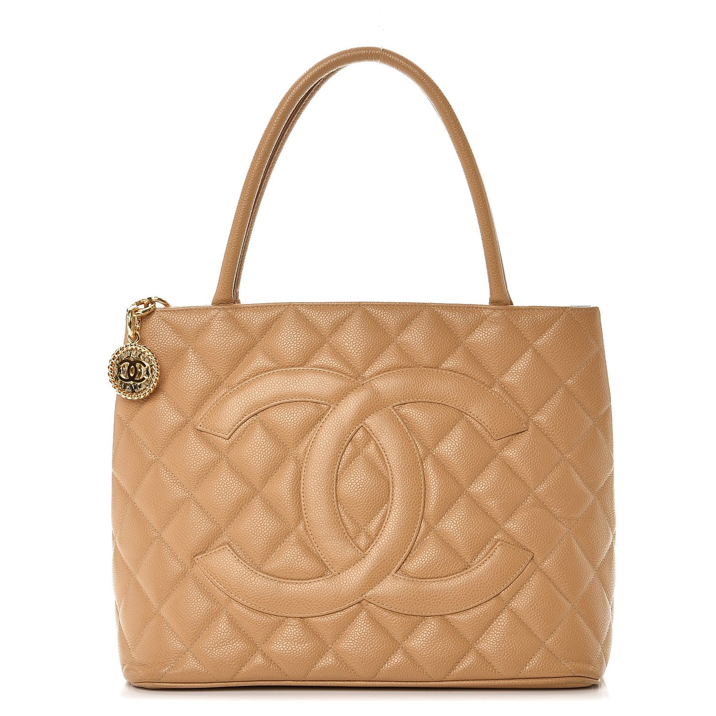 Caviar Quilted Medallion Tote Beige