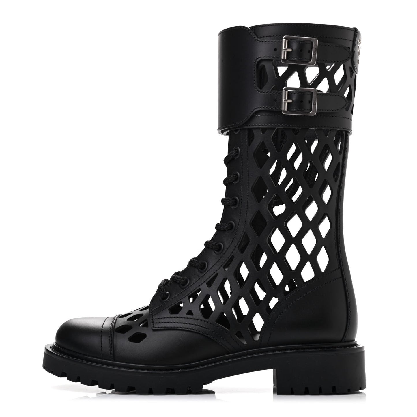 Matte Calfskin Womens D-Trap 30mm Tall Boots 35.5 Black