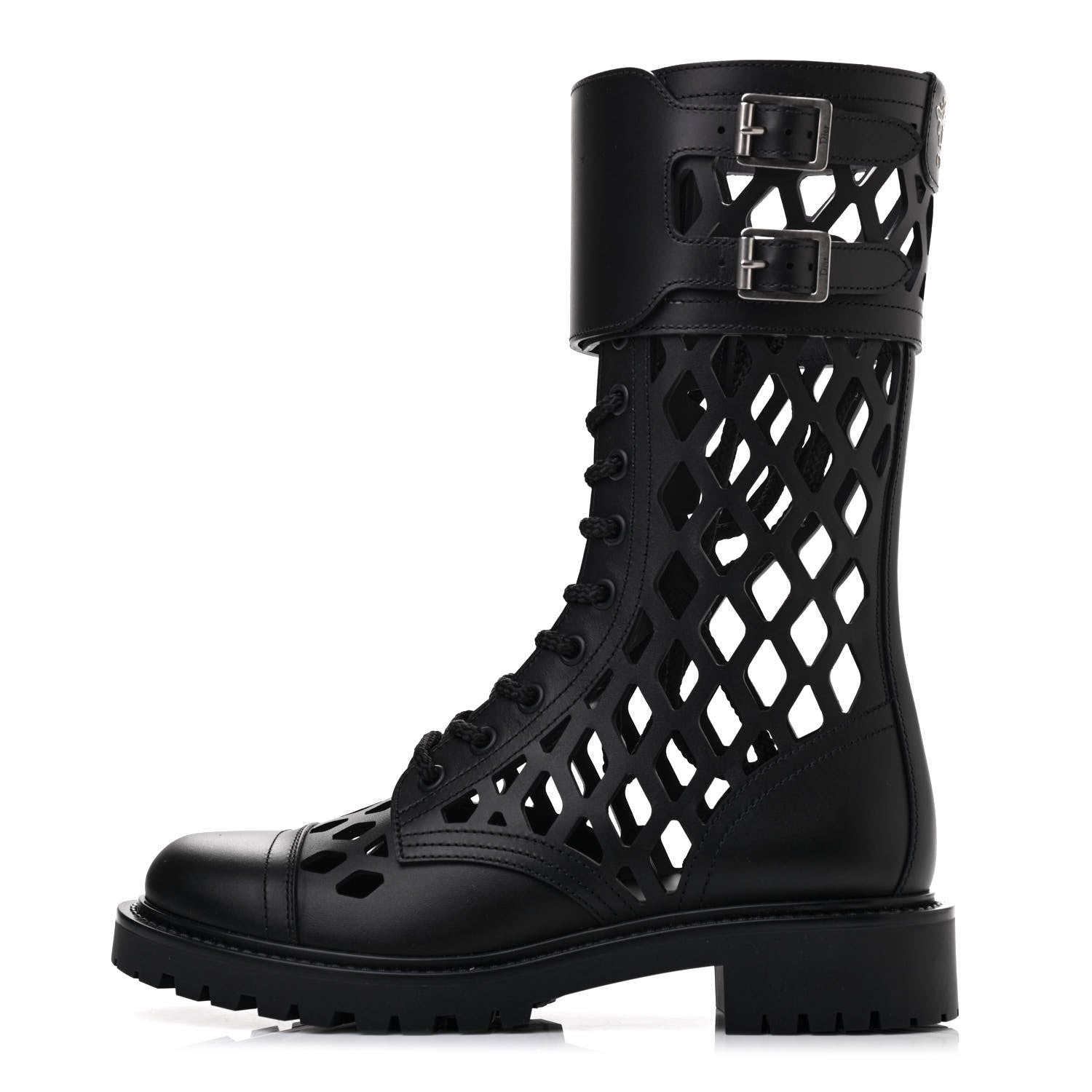 Christian Dior Matte Calfskin Womens D-Trap 30mm Tall Boots 35.5 Black 1 of 7