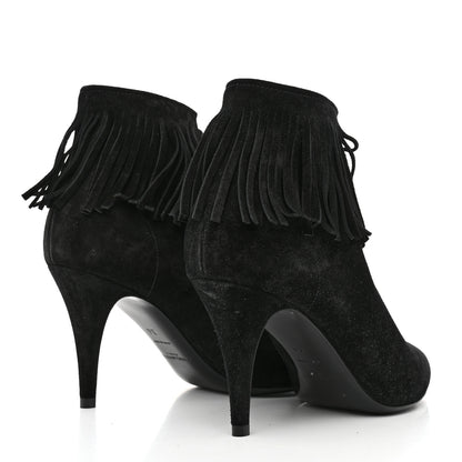 Saint Laurent Suede Fringe Otterproof Light Anita 85 Ankle Boots 36 Black 4 of 9