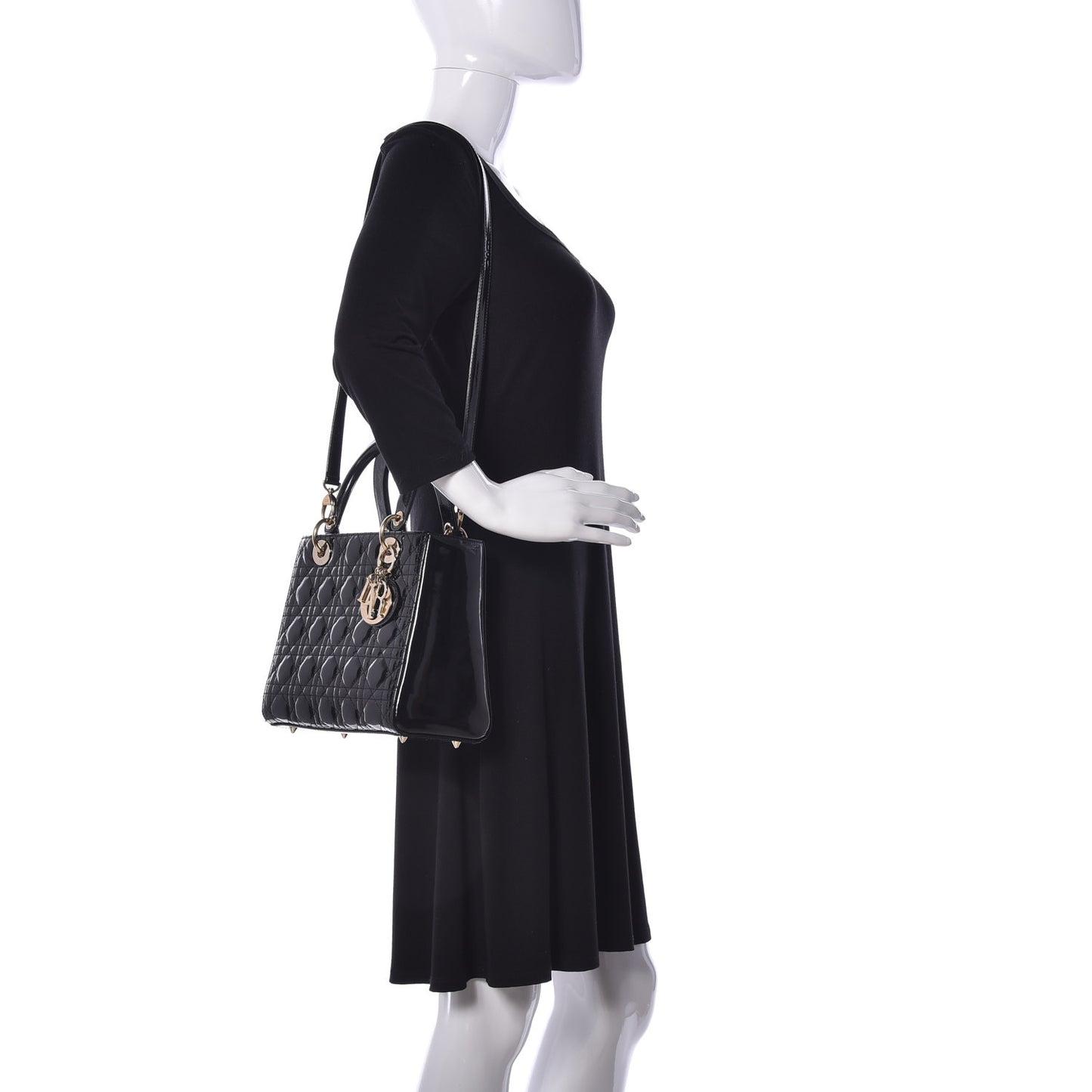 Patent Cannage Medium Lady Dior Black