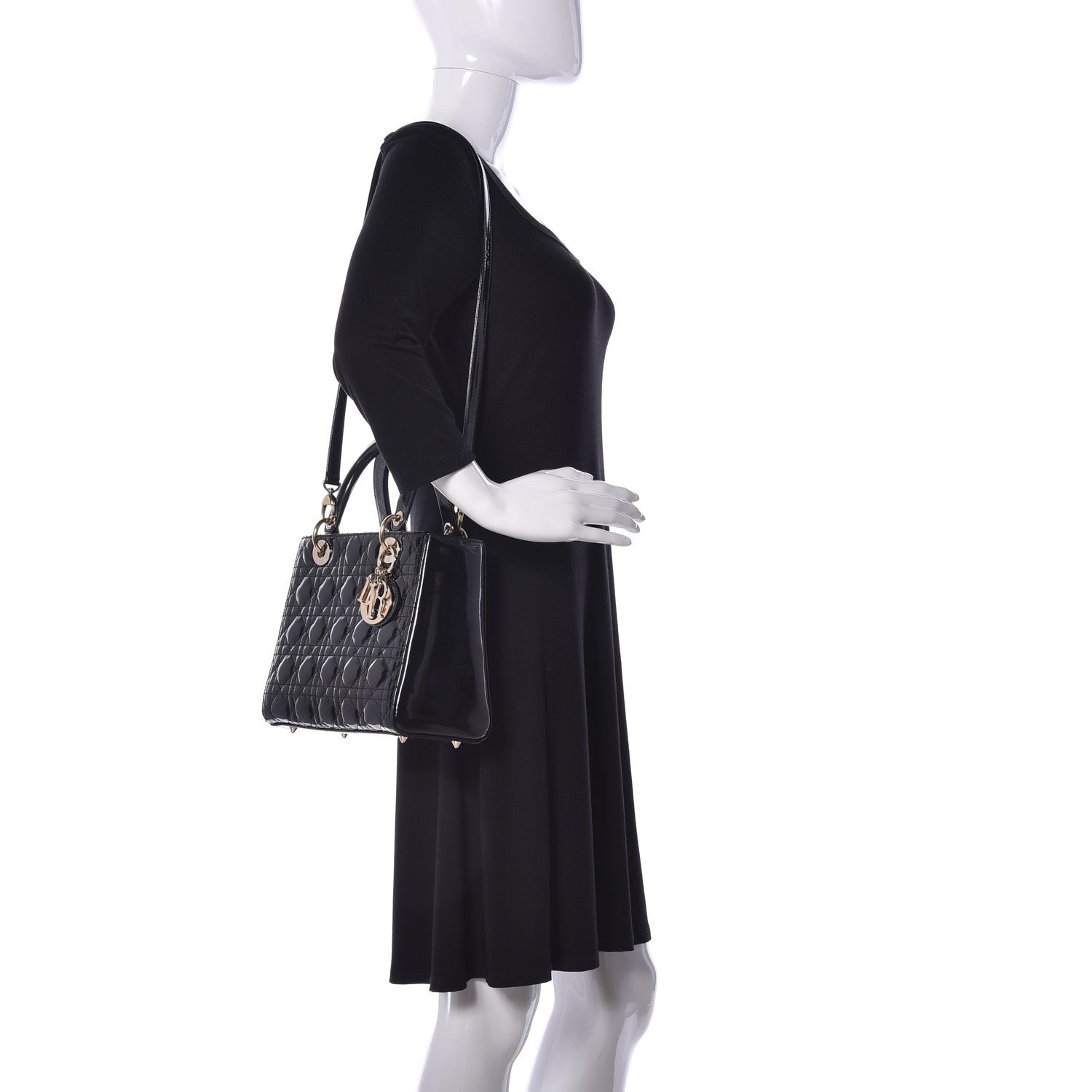 Christian Dior Patent Cannage Medium Lady Dior Black 2 of 9