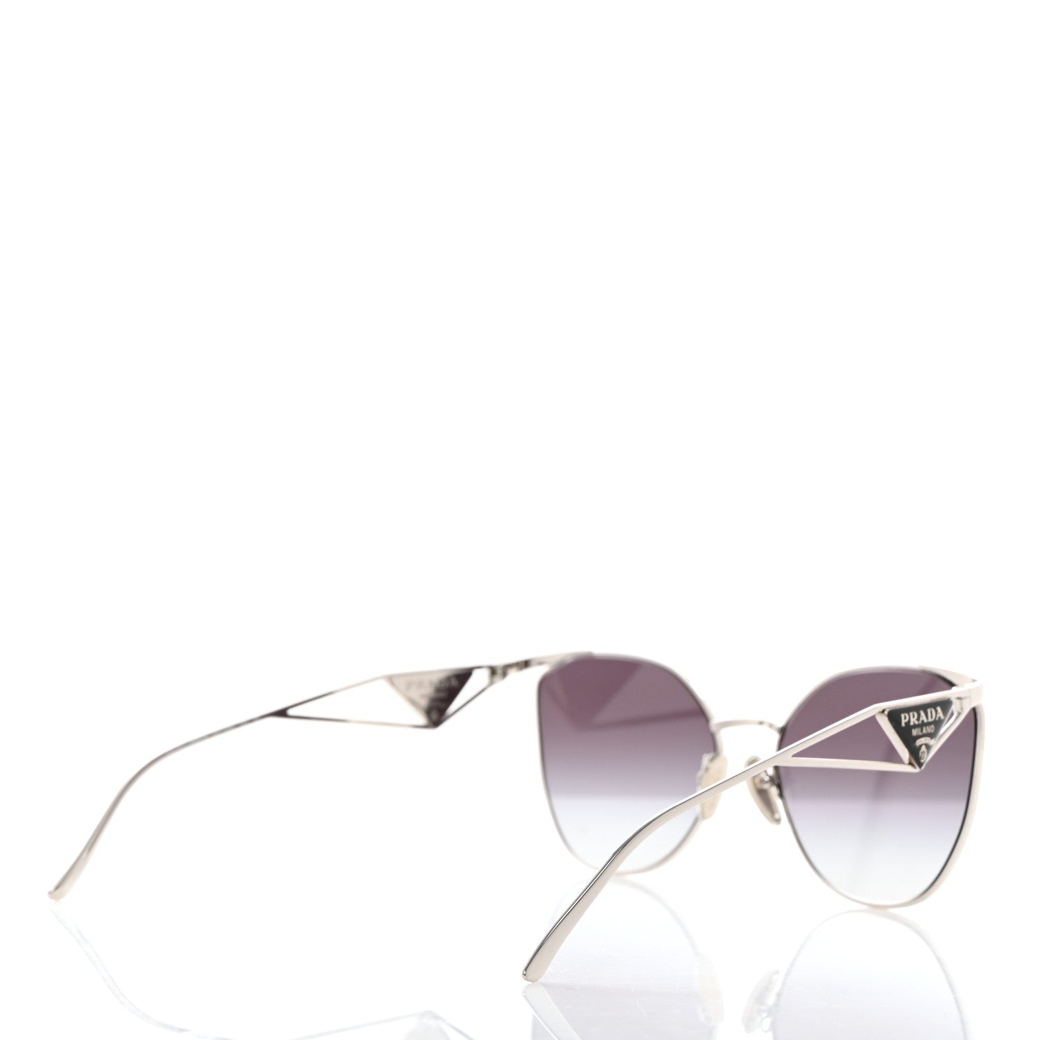 Prada Metal Symbole Triangle Logo Sunglasses SPR50Z Silver Black 4 of 7