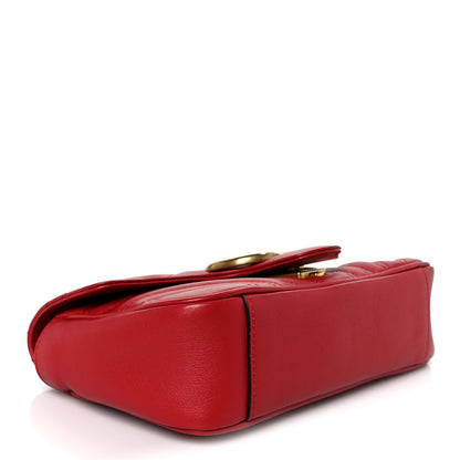 Gucci Calfskin Matelasse Mini GG Marmont Shoulder Bag Hibiscus Red 4 of 11