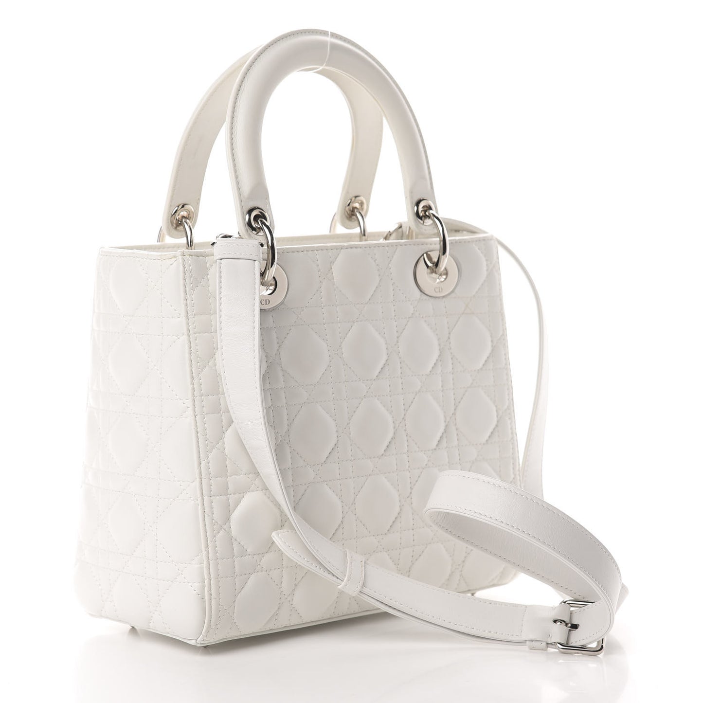 Lambskin Cannage Medium Lady Dior White