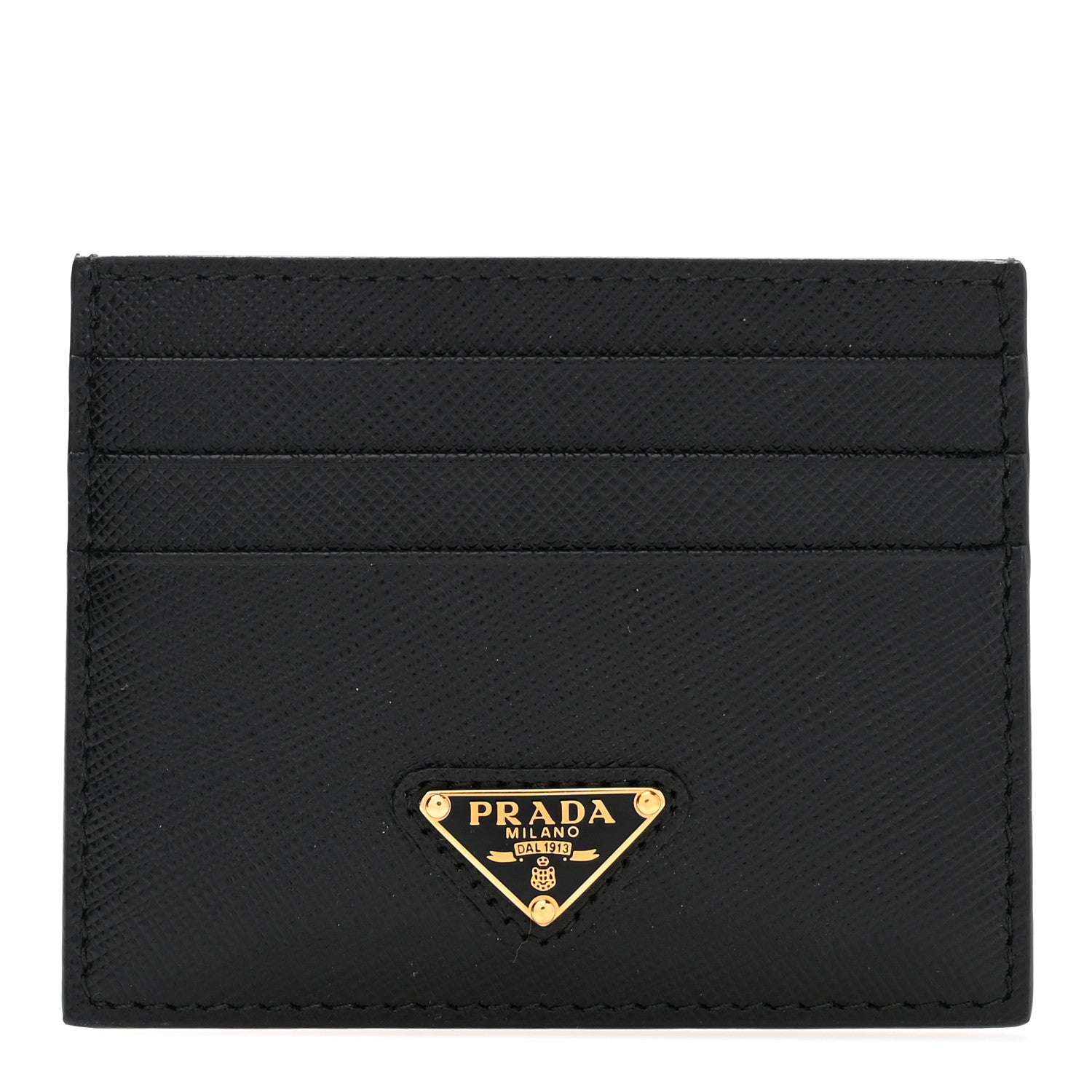 Prada Saffiano Triangle Card Case Black 1 of 7