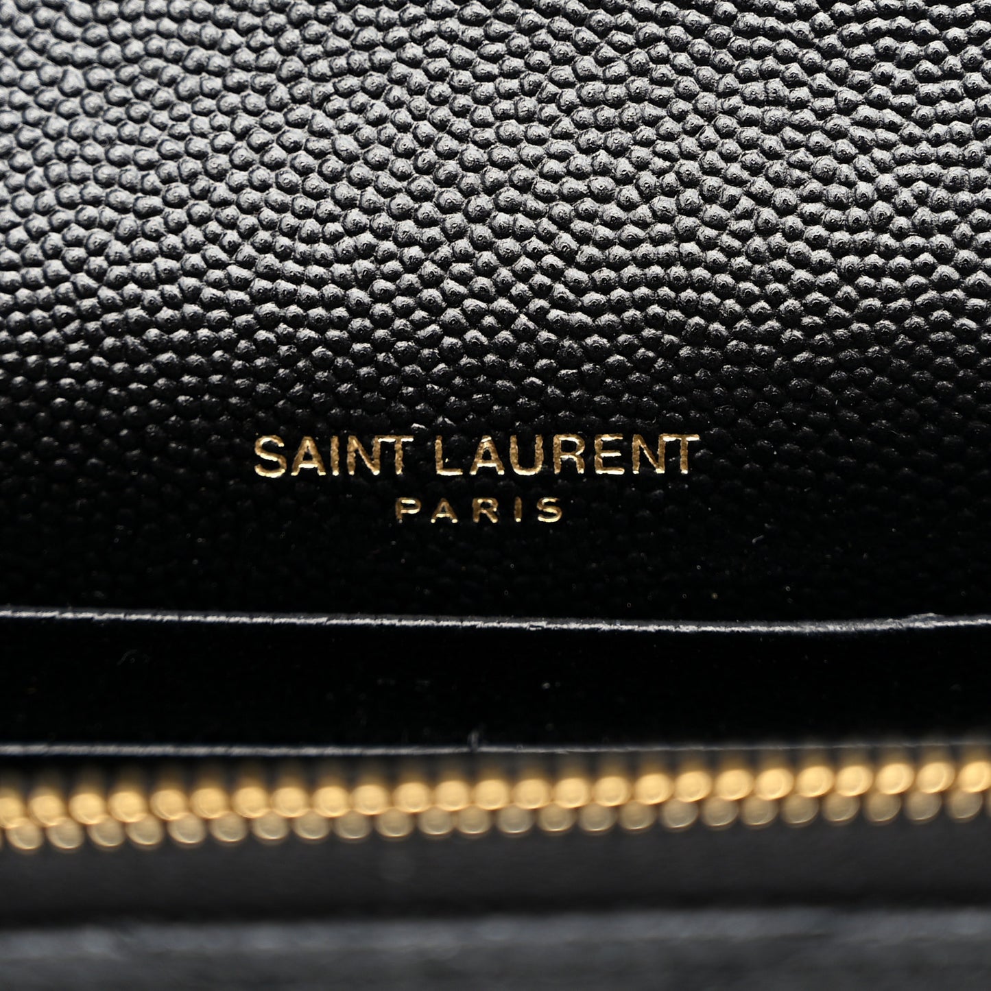 Grain De Poudre Matelasse Chevron Monogram Envelope Chain Wallet Black