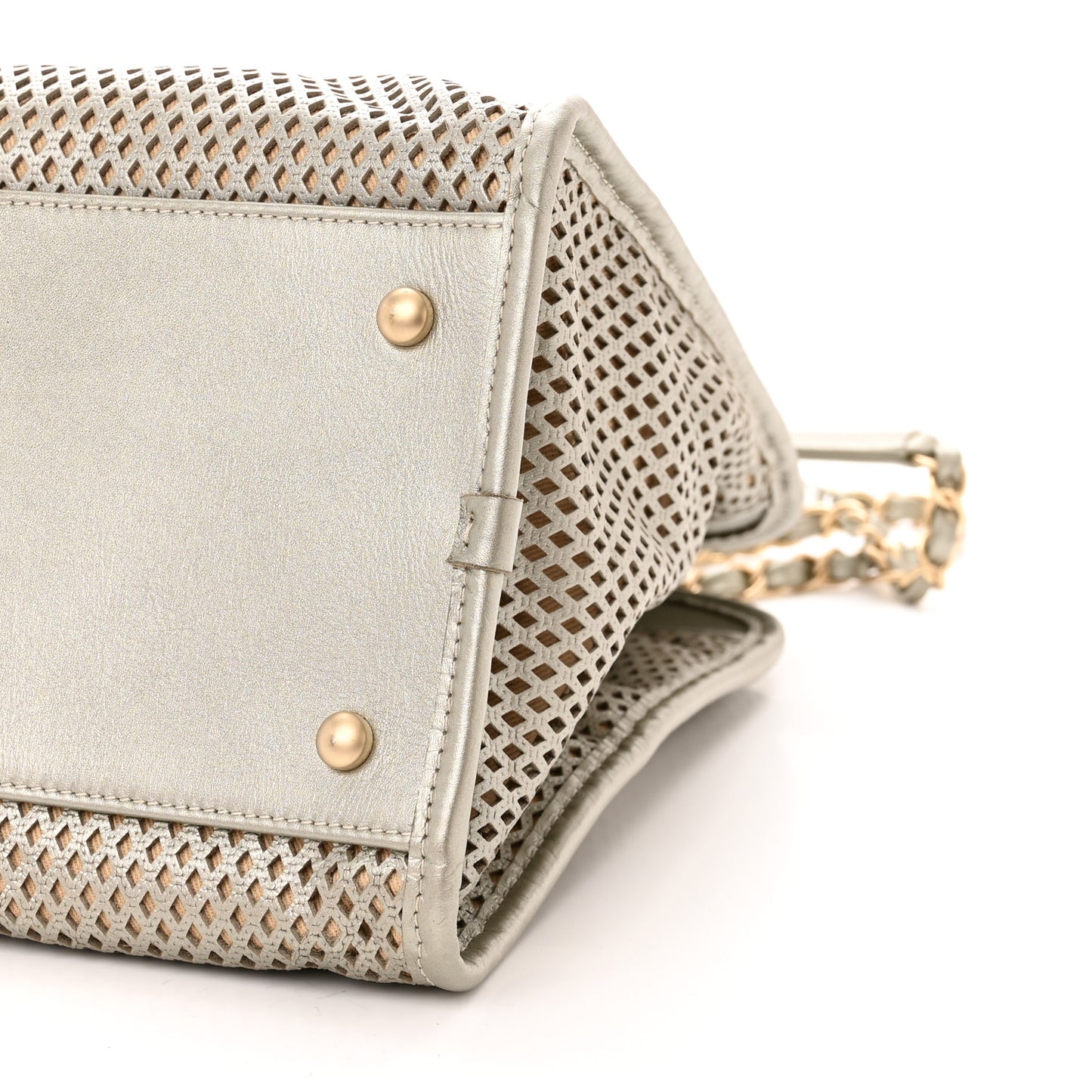 Metallic Calfskin Perforated Up In The Air Tote Light Gold