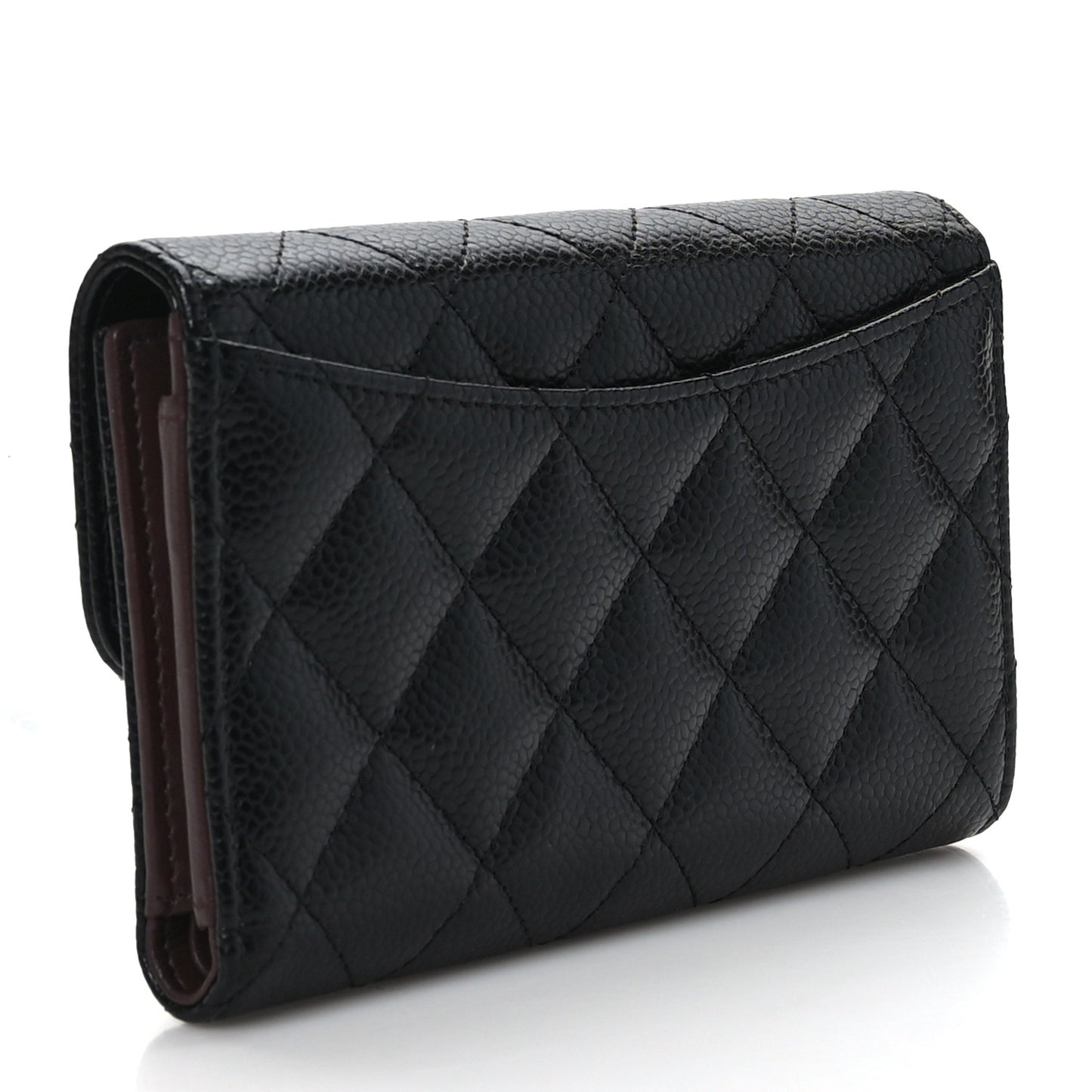 Caviar Quilted Medium Flap Wallet Black