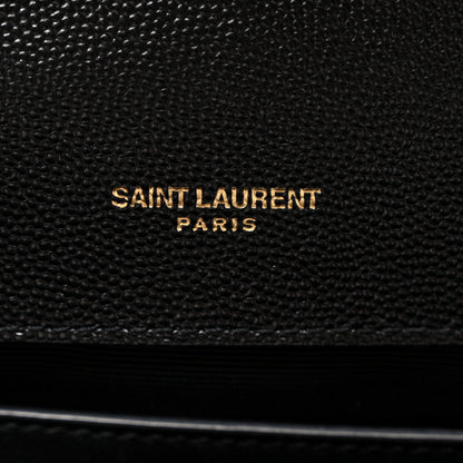 Saint Laurent Grain De Poudre Matelasse Chevron Medium Monogram Satchel Black 7 of 11