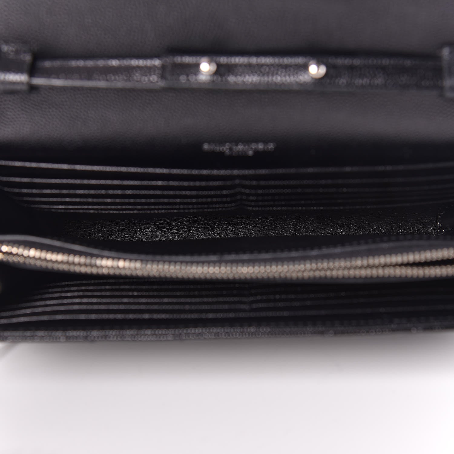 Saint Laurent Grain De Poudre Matelasse Chevron Monogram Chain Wallet Black 5 of 11