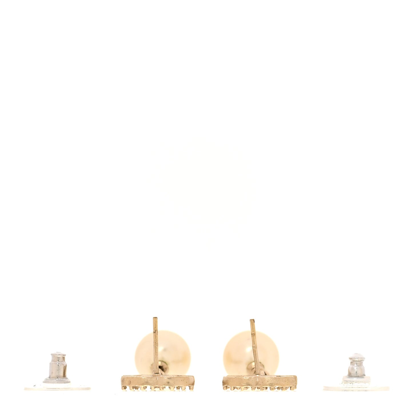 Crystal Pearl CC Drop Earrings Gold