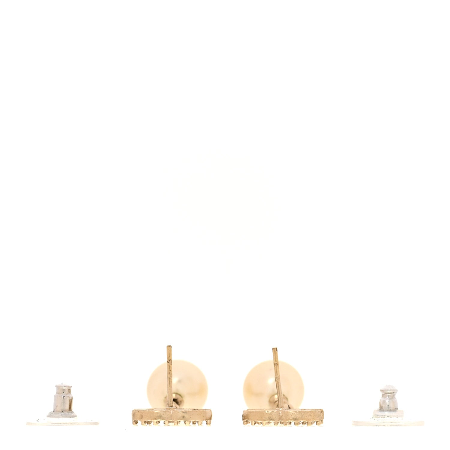Chanel Crystal Pearl CC Drop Earrings Gold 3 of 5